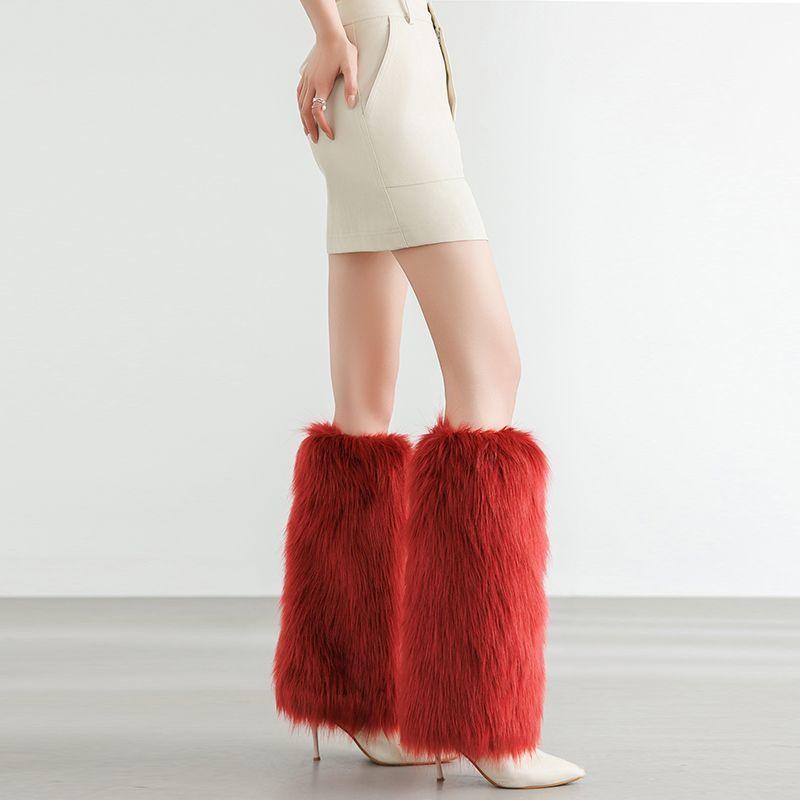 Couvre-bottes en fausse fourrure, couvre-chaussettes courts, couvre-jambes en peluche d'automne et d'hiver, couvre-chaussures longs polyvalents en fourrure de renard, couvre-jambes
