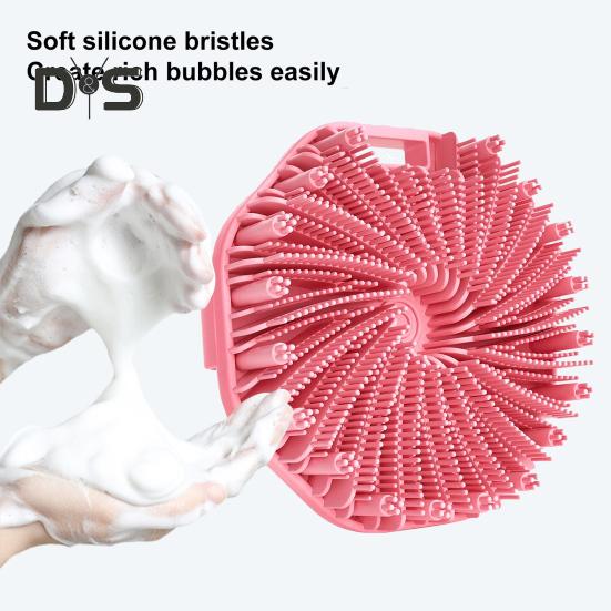 Silikon-Badebürste, Peeling-Körperschrubber für empfindliche Haut mit Massagesäulen, Anti-Rutsch-Griff, Körperbürste
