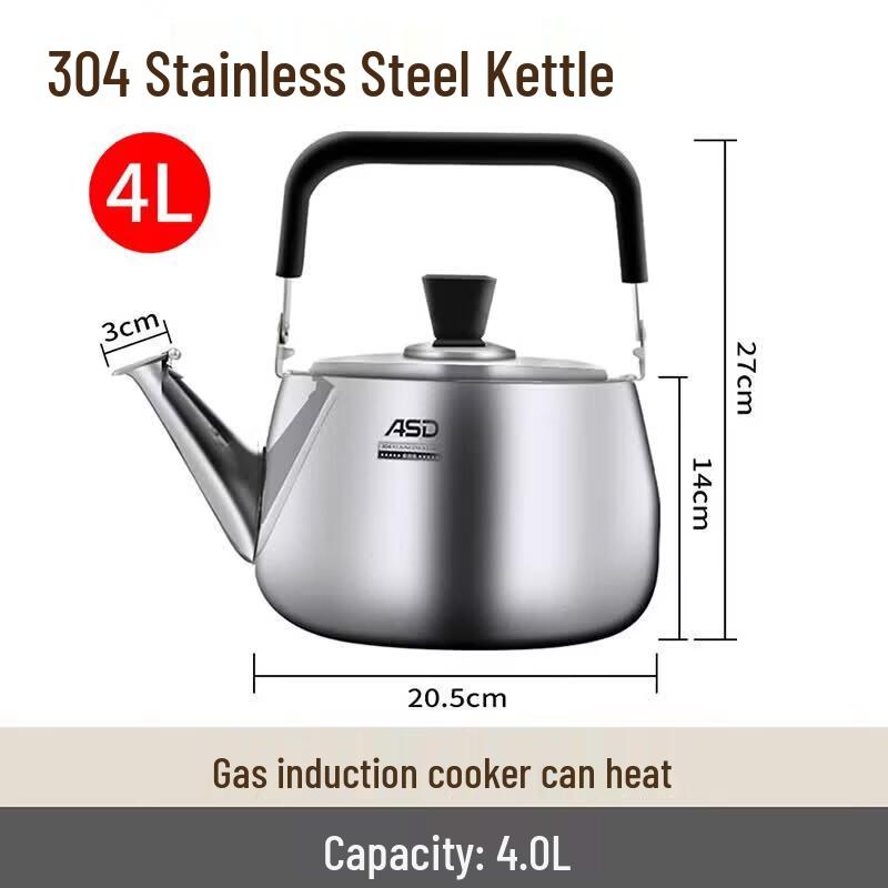 ASD 304 Stainless Steel Whistling Kettle 4L