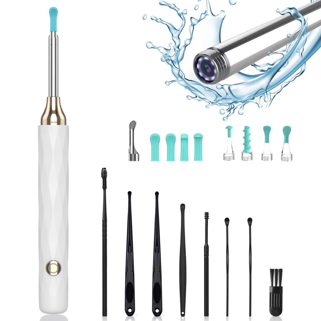 Rahuko Earpick Camera Wireless Earscope Ear Cleaning Earpick with Light Earwax Cleaning Wireless WIFI Connection Dedicated APP Lens IP67 Waterproof