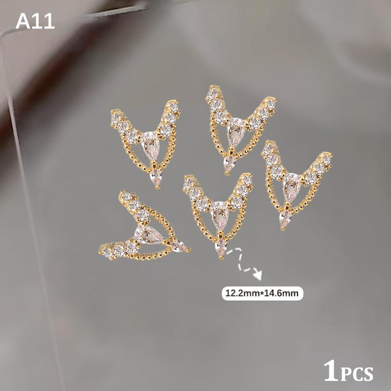 1Pcs Shiny Zircon 3D Butterfly Bow Nail Rhinestones Charm Diamond Crystal Alloy Pendant Luxury Nail Art Decorations Manicure Too