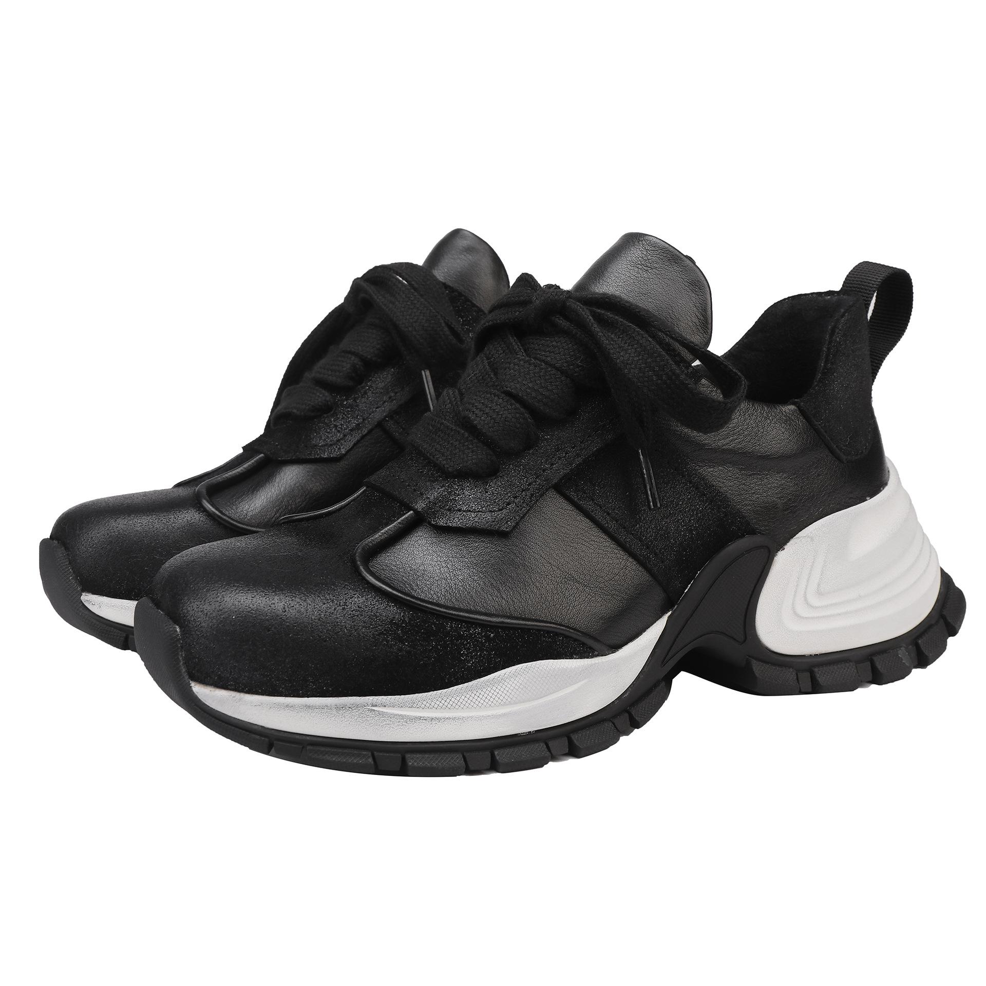 2025 Осень Женские Высококлассные Легкая Роскошь Коровья Кожа Ретро Повседневные Спортивные Кожаные Туфли 35