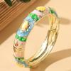 Cloisonne Flower Bracelet for Women Vintage Bohemian Style Bangle Non-Tarnish Jewelry for Travel Daily Wear Gift