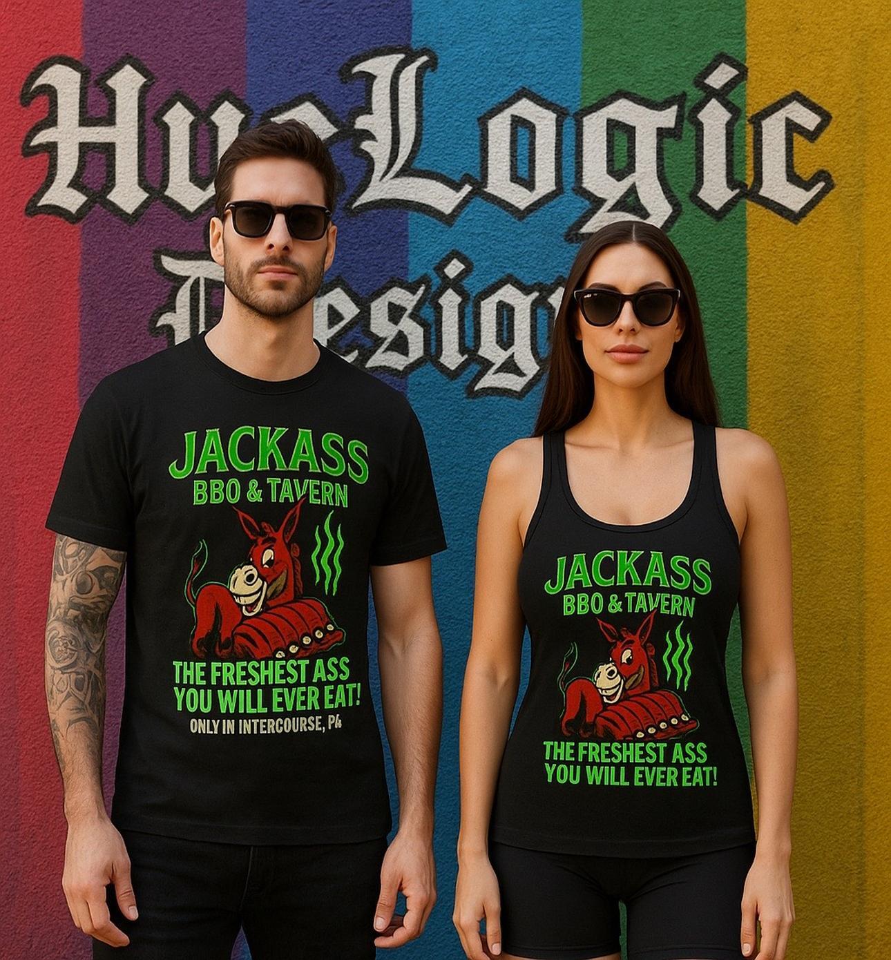 Jackass BBQ Funny Donkey Ribs Shirt – Intercourse PA Tee Freshest Ass Ever L