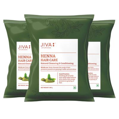 Jiva Henna Hair Care Powder 200 G X Pack Of 3 For Natural Color Nourishing Hair And Scalp With Long Lasting Shine