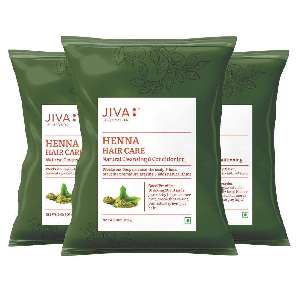 

Jiva Henna Hair Care Powder 200 g X Pack Of 3 For Natural Color Nourishing Hair And Scalp With Long Lasting Shine