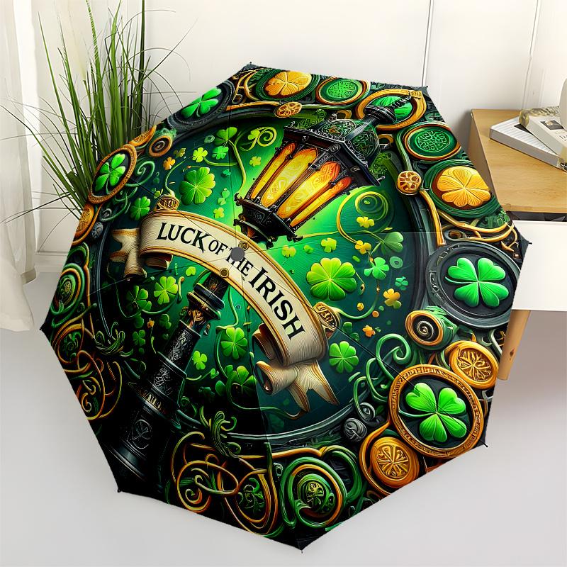 

Luck of the Irish Stained Cute Lampshade - Green & Golden Decorative Lantern Shade Umbrella - Cute Umbrella with Cute Design,