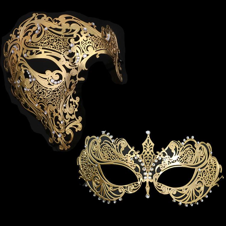 Metallische Halbmaske mit glitzernden Verzierungen für Hochzeiten, Halloween und Veranstaltungen
