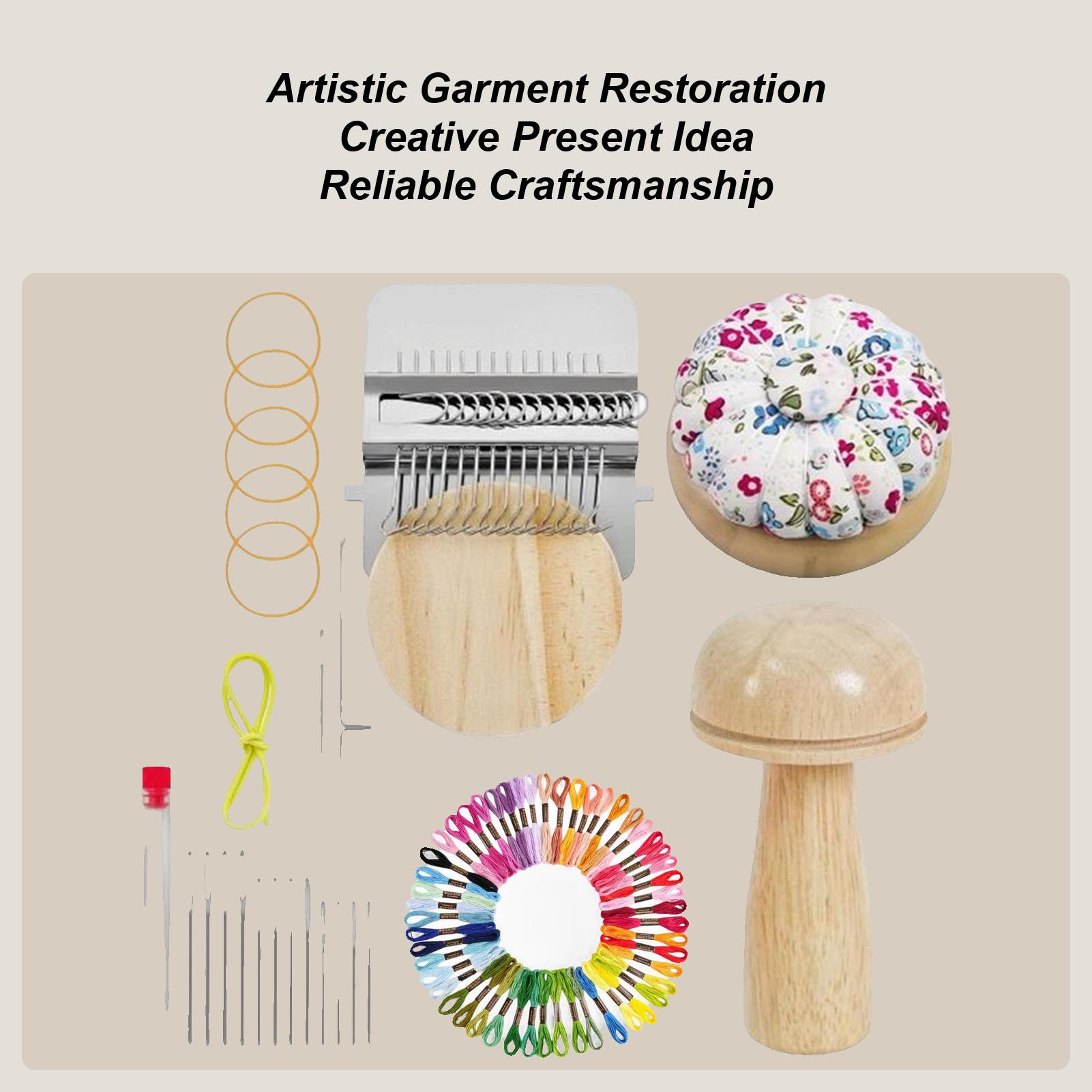 

Mini mushroom-shape Knit Patch Mending Kit Weaving Tool with 14 Hooks 14 Needles 50 Colors of Thread Patch Mending Weave Kit China Mainland