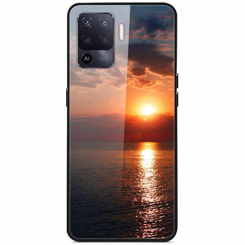 Tempered Glass Case For Oppo Reno5 Lite Hard Back Cover for Oppo Reno 5 Lite Luxury Painted Reno5Lite Funda 6.43'' Shockproof