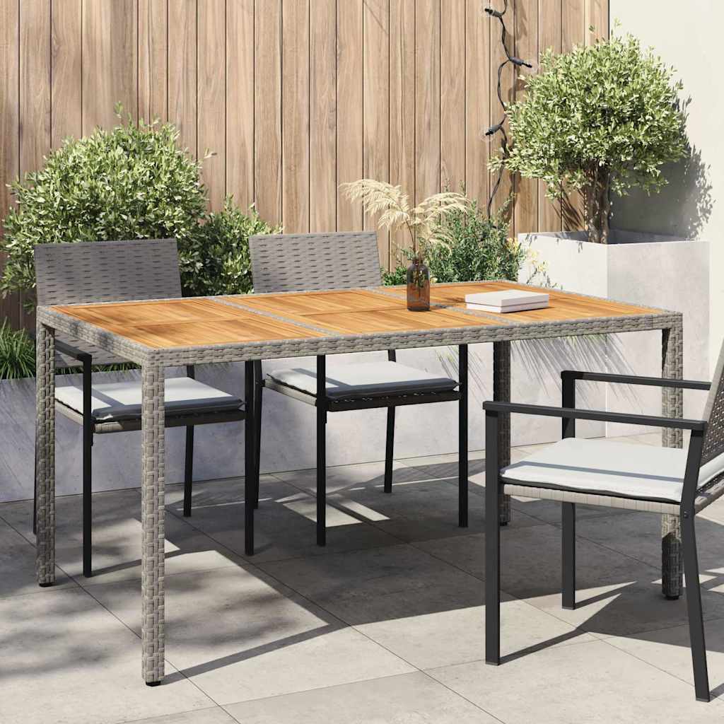 Garden Table Gray 150 x 90 x 75 cm Poly Rattan