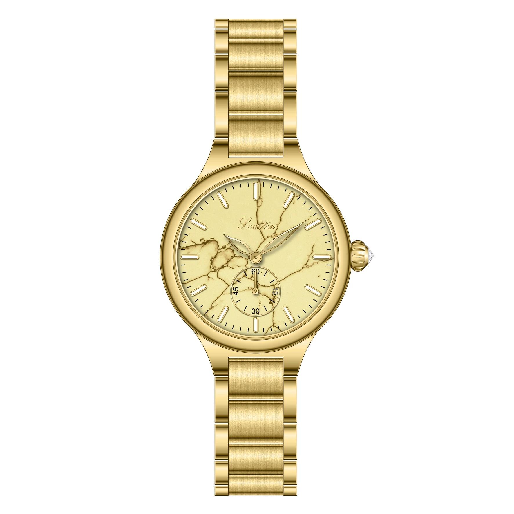 9756B Steel Belt Watch Small Second Disc Women S Watch National Style Splashing Ink