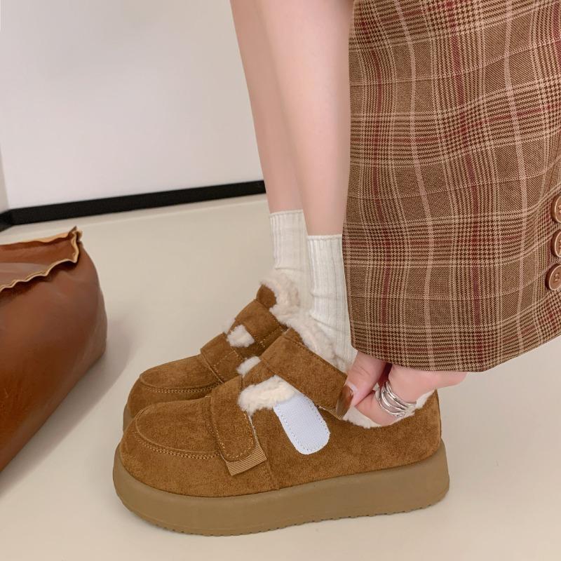 

женская новая осенне-зимняя велюровая шапка с толстой подошвой, зимние ботинки на липучках, лоферы Maillard, хлопковая обувь 40 верблюд