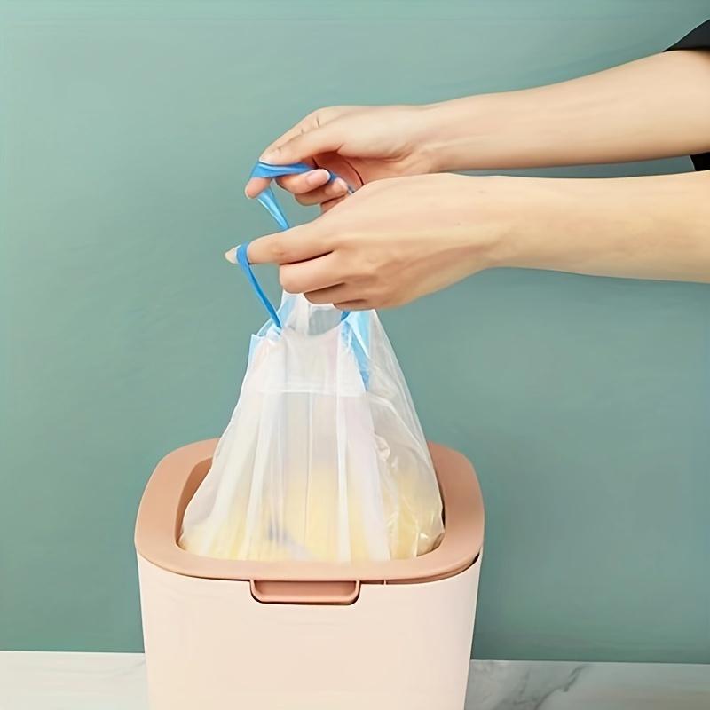 5 Rolls, 75pcs, Small Drawstring Trash Bags 15.14 L, Plastic Garbage Can Trash Can Liners 15-liter For Bathroom Restroom