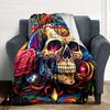 Colorful Skull Adorned With Intricate Patterns And Vibrant Flowers With The Word Prominently Displayed Gift Customizable Blanket Personalized Name