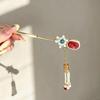 Elegant Red Jade Hairpin for Women - Ancient Style Xiuhe Headdress, New Chinese Design Hair Accessory.