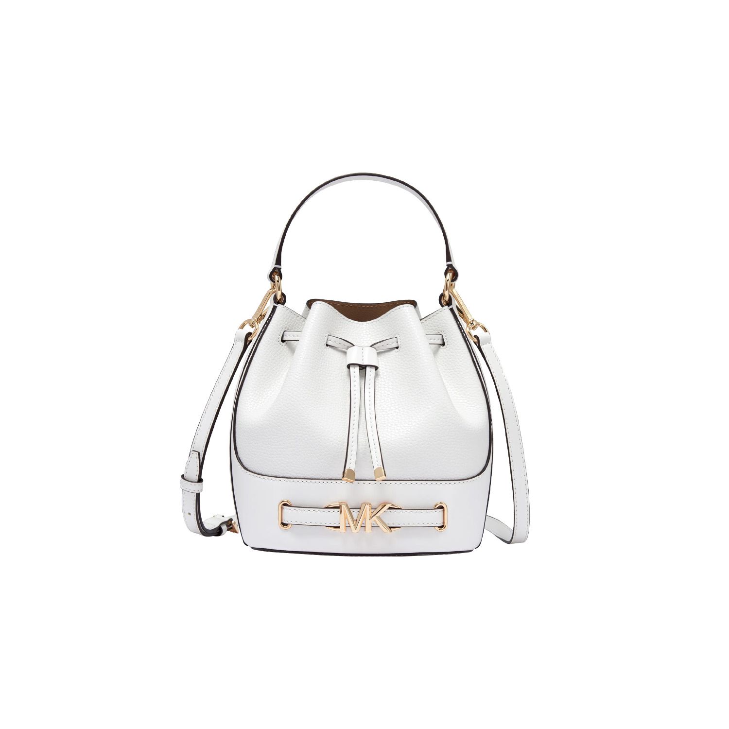 

Michael Kors MK Reed Gold Drawstring Bucket Bag Women Handbags White 35S3G6RM8T-085 Basic Set (Bag+Dust Bag)