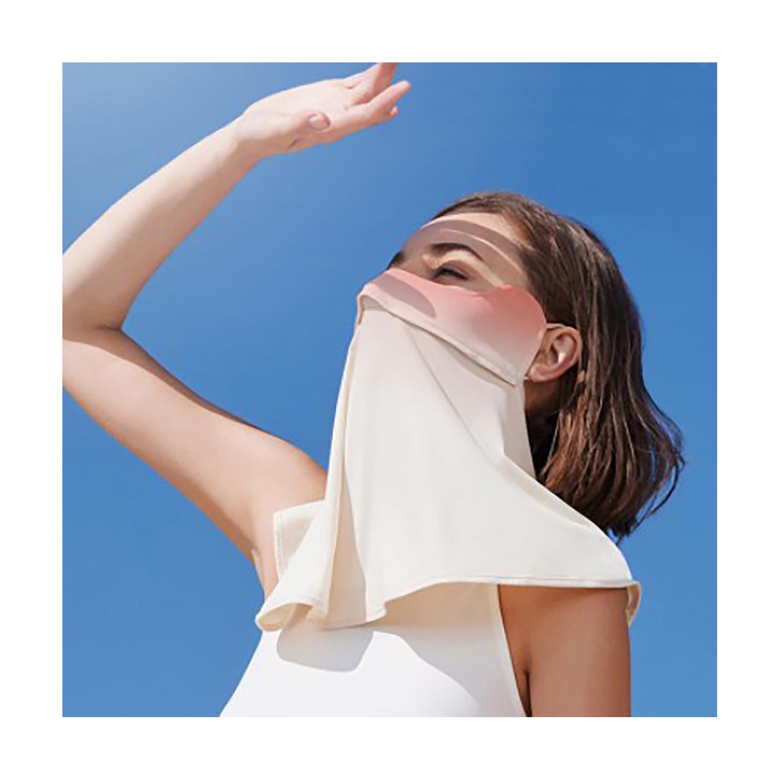 

Face Neck Flap Cover Ice Floss UV Sun Protection Breathable Face Neck Veil for Summer Pink розовый