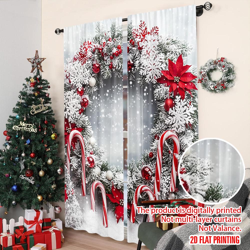 2pcs 2D flat printing Christmas Drapes Snow candy bar Fabric Without Electricity Spring Party & Holiday Decor for room decor
