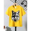 European sizes Boys' T-shirt Fox Face Geometric Pattern Art, Ideal for Outdoor Activities, Soft Knitted Top, Comfortable And Breathable