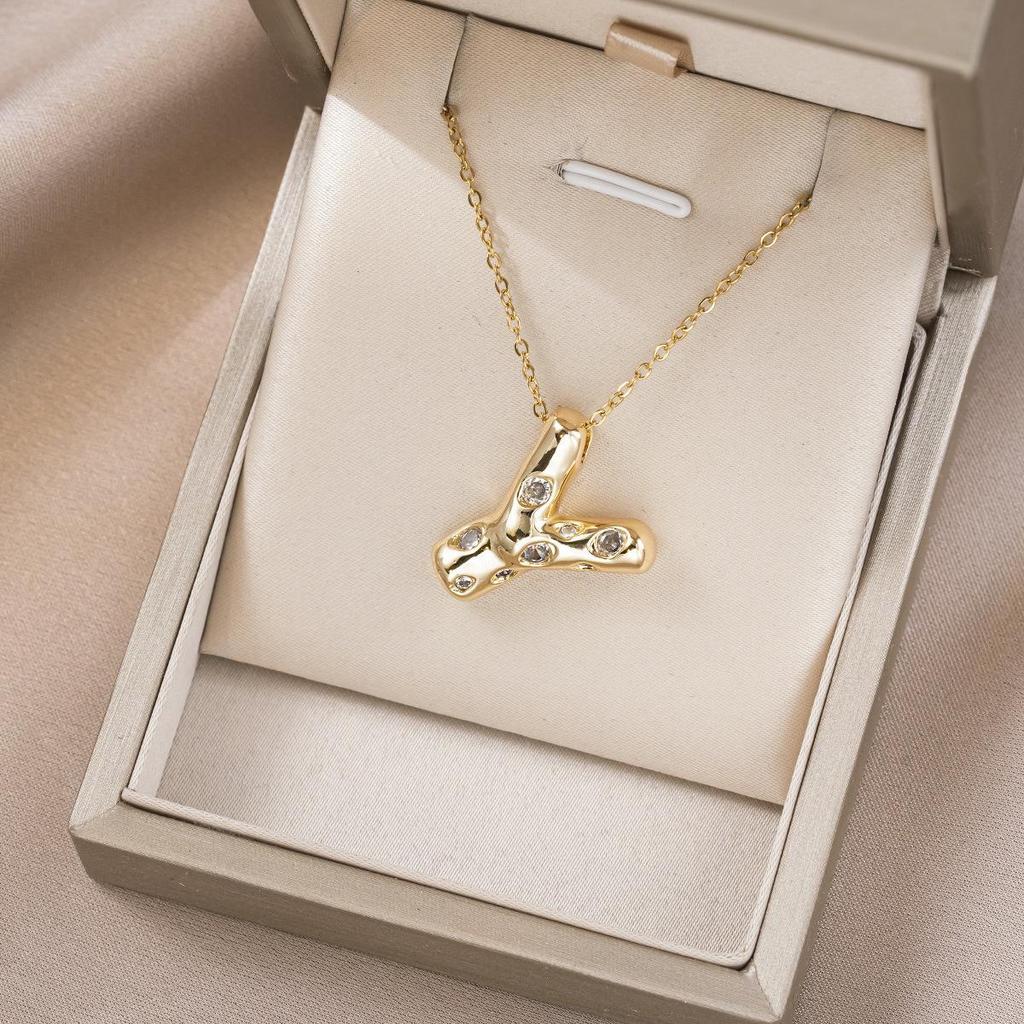 Women's Colorful English Alphabet Necklace - Simple & Trendy Design in Titanium Steel