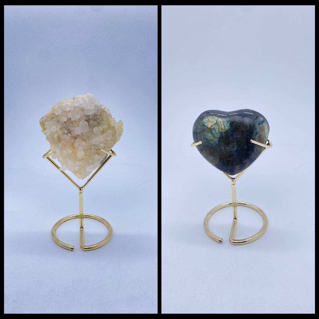 Silver Metal Display Stand for Crystal Heart Rhombus Slice