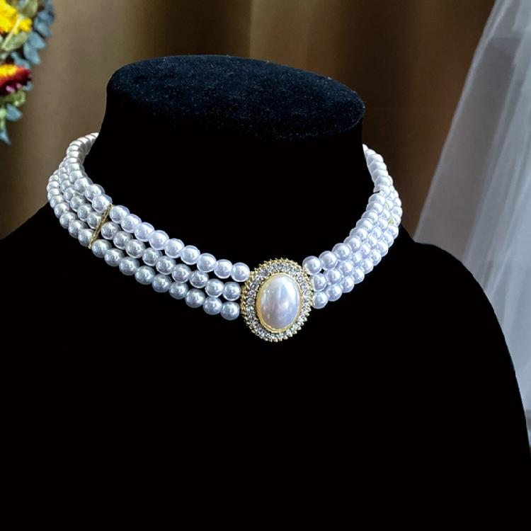 Clavicular Chain Trendy Wedding Jewelry Pieces Imitation Pearls Choker Necklace