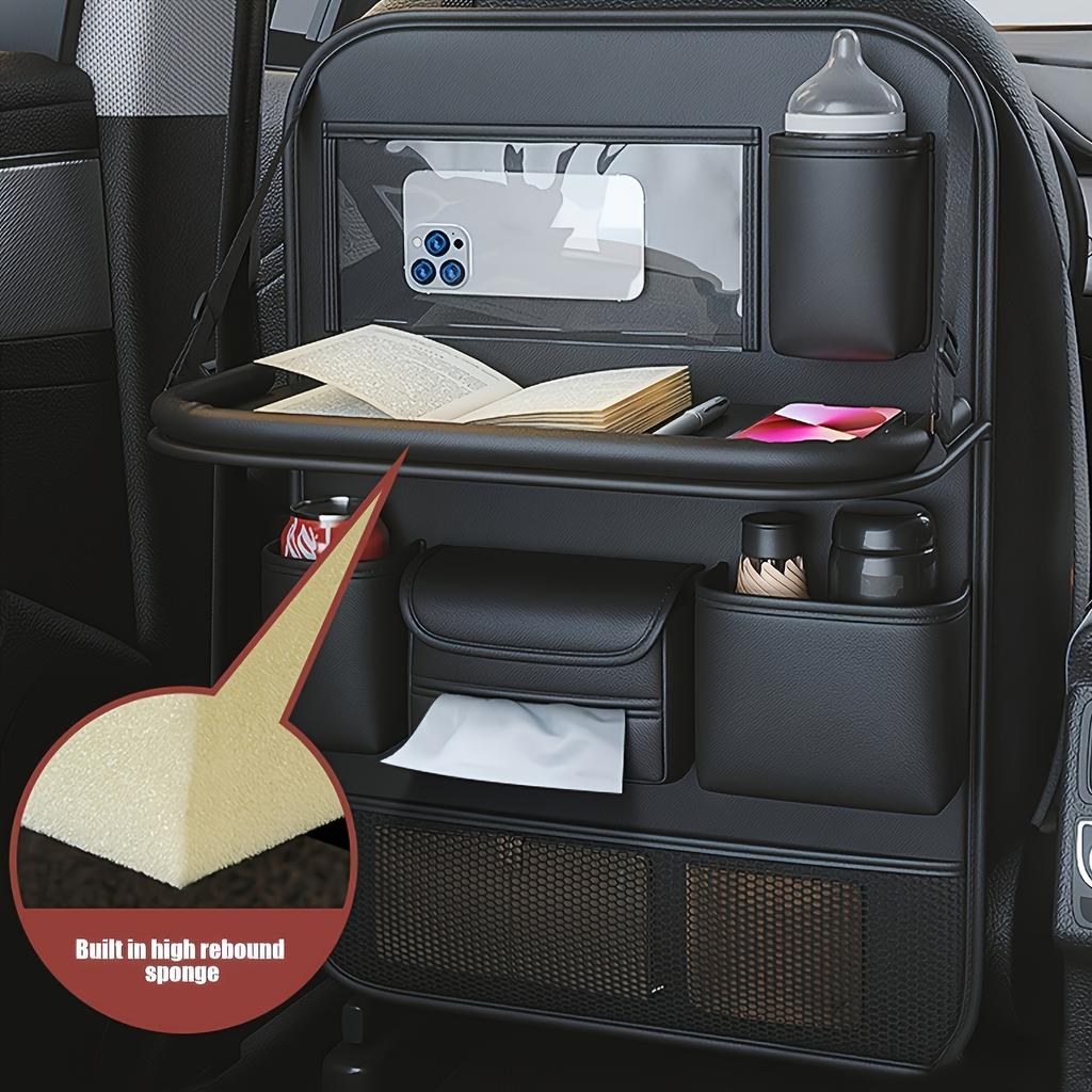 Car Seat Back Organizer Leatherette Back Seat Storage Bag Organizer Multi Pockets AntiKick Mats Car Acceccessories, Backseat Organizer, Compact Design