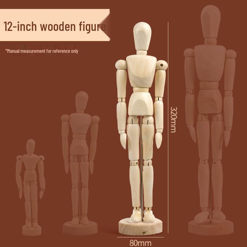 12-Inch Flexible Wooden Jointed Figure Model for Sketching and Painting