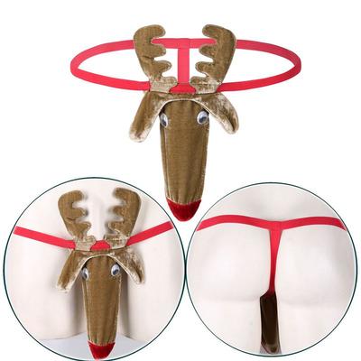 Erotische Herren-Dessous, Sex-Höschen, Weihnachten, Rentier-Muster, sexy Slips, Ausbuchtungsbeutel, offener Hintern, Bikini, G-String, Tangas, Unterwäsche
