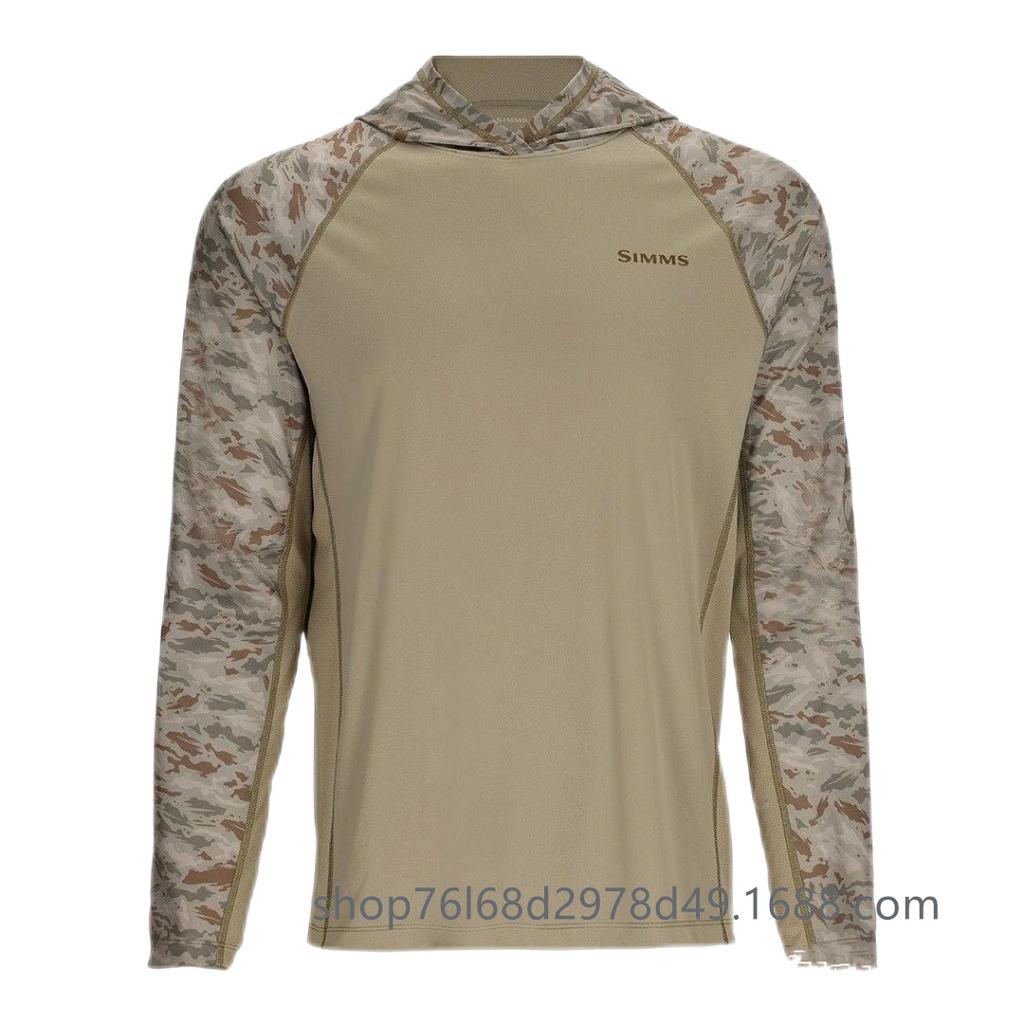 SIMMS Long Sleeve Fishing Suit Hooded Mask Sunscreen Suit UPF50 Outdoor Breathable T-Shirt Summer Hoodie