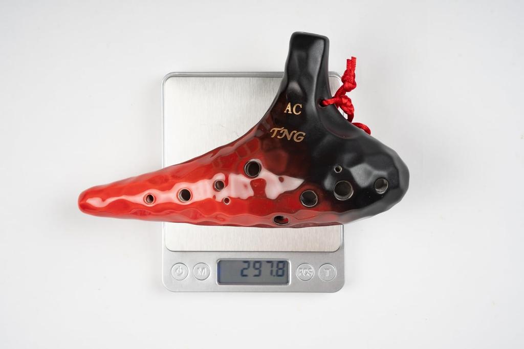 TNG Ocarina Instrument 12 High Quality Ocarina for Tube Playing Glazed Finish Ocean Wave Pattern [Alto/C Key/AC / Holes] (with Strap) (Red)