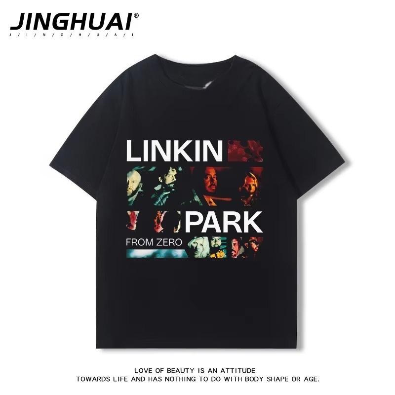 Linkin Park Lincoln Park Band Peripheral Short Sleeve T-Shirt  Loose Vintage Rock Half Sleeve Clothes Large Size Summer Clothing
