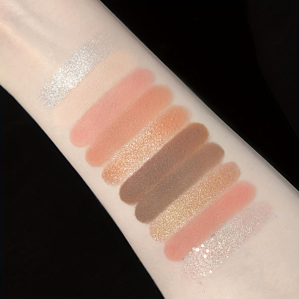 10-Color Smoky Eye Shadow Palette Long-Lasting Matte & Shimmery Finish Black Brown Coral Pink Earth Tones for Face Contouring and Everyday Makeup Look