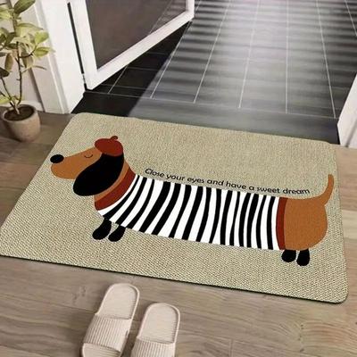 Cartoon Dachshund Doormat Stain-Resistant & Non-Slip Entrance Hallway Mat Bathroom & Toilet Rug Home Decor