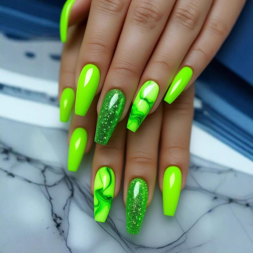 European And American Wear Green Gradient Nails St. Patrick's Day Fake Nails