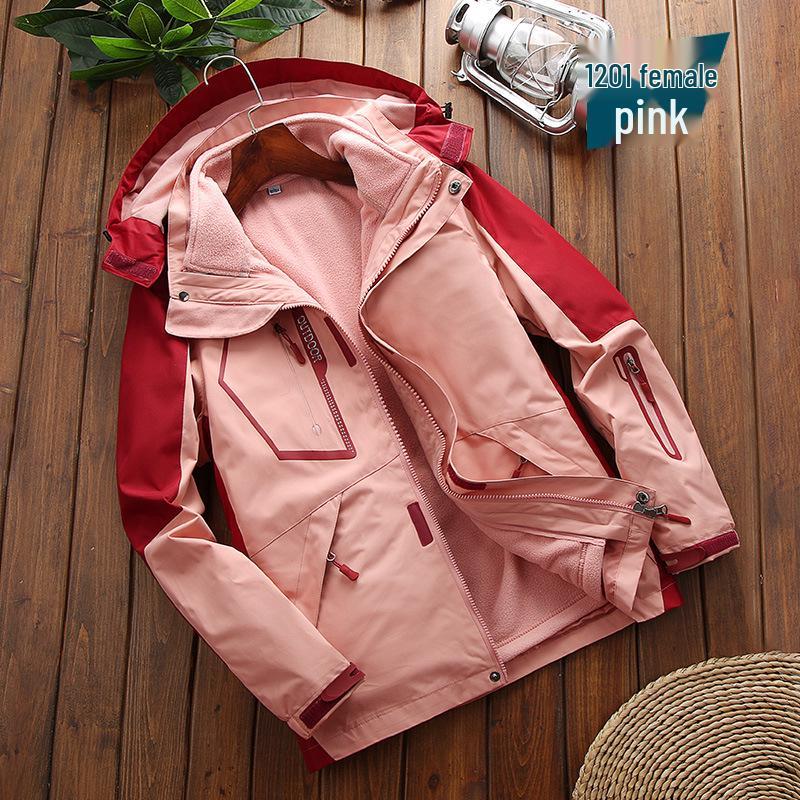 Men's 3-in-1 Outdoor Sports Jacket Set with Fleece - Mountaineering & Fishing Outerwear.