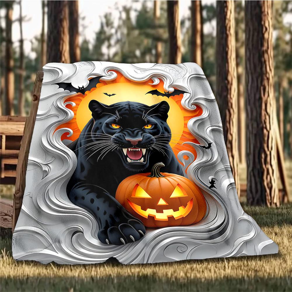 1pc Black Panther Print Outdoor Blanket, Lightweight Polyester,
