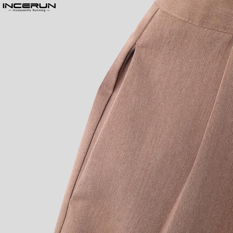 INCERUN Men V Neck Long Sleeve Irregular Layers Zipper Long Jumpsuits Rompers