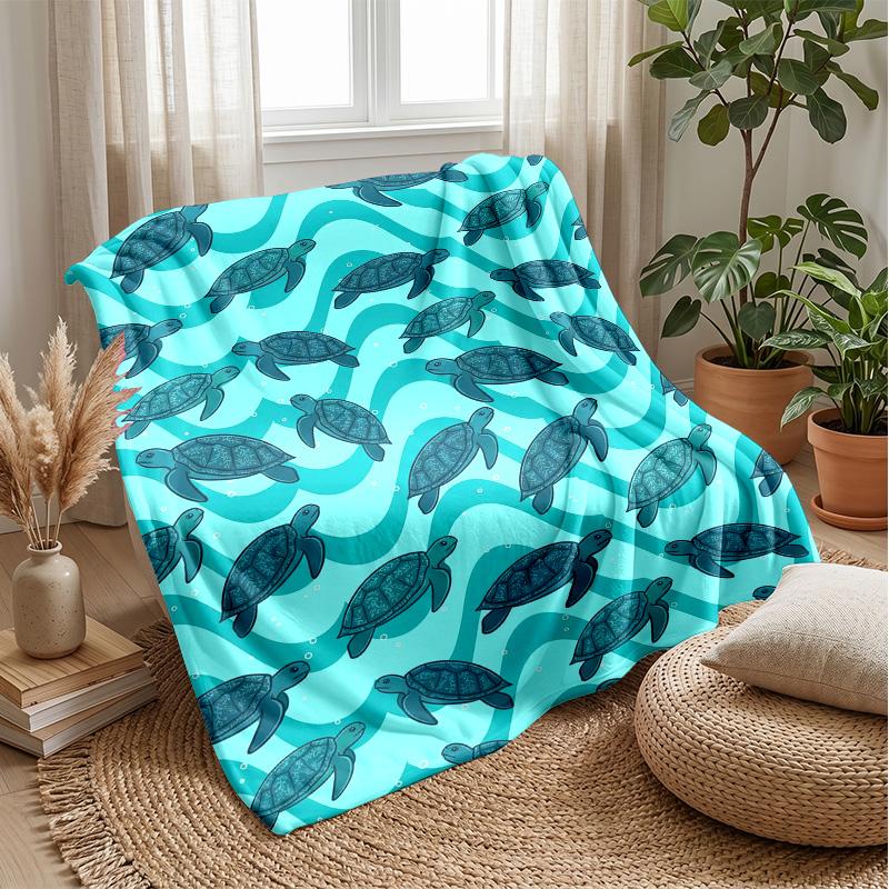 Ocean Turtle Journey Theme blanket Lightweight Warm Flannel Blanket Decorative Throw Blanket for Home Decoration