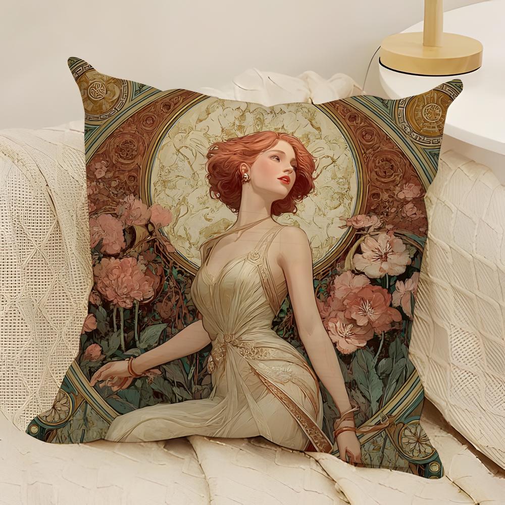 

Art AAlphonse MMucha Master Pillow Case Natural Linen DoubleSided Printing Sofa Home Decor Cushion Cover 30X30cm