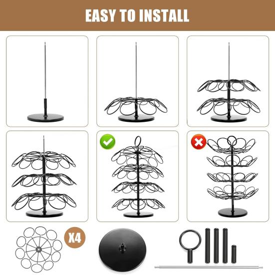 Coffee Pods Holder 40 Capacity Storage Organizer 360 Degrees Rotation Stand Metal Coffee Capsule Holder for Kitchen Counter