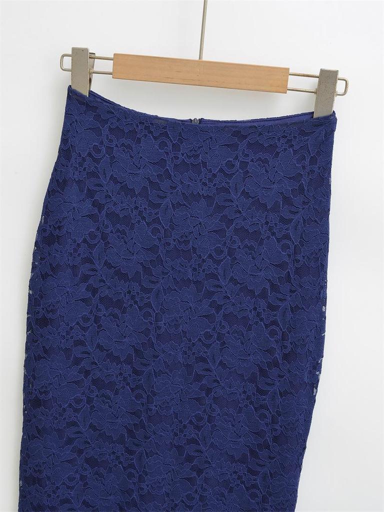 Schlankmachender Spitzen-Midirock mit hoher Taille für Damen für Frühling & Herbst