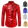 Mens Sequin Long Sleeve Shirt Party Nightclub Dance T-Shirt Shiny Button Tops