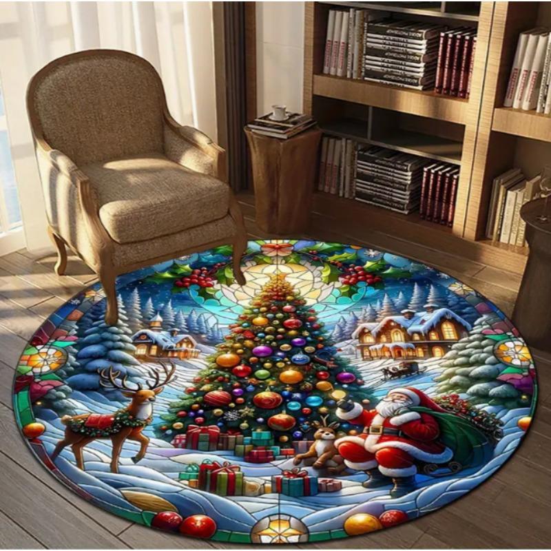 Weihnachtsbaum Rundteppich Dekoration Geschenkunterlage Nordisch Ethnisch Wohnzimmer Schlafzimmer Hängesessel Bereichsteppich Neujahrsteppich