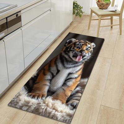 1 Pezzo Tappetino da Pavimento Motivo Tigre Moderno Cucina Poliestere Tappeto Antiscivolo Colorato Tappeto da Interno, Per Casa Bagno Camera da Letto Soggiorno Decor