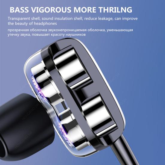 A4 Universal Wire Control Double Moving Coil Subwoofer Earphone In-ear Earplugs Headset