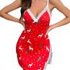 Sex underwear V-neck halter sexy lace splicing side hollow suspender nightdress Christmas model