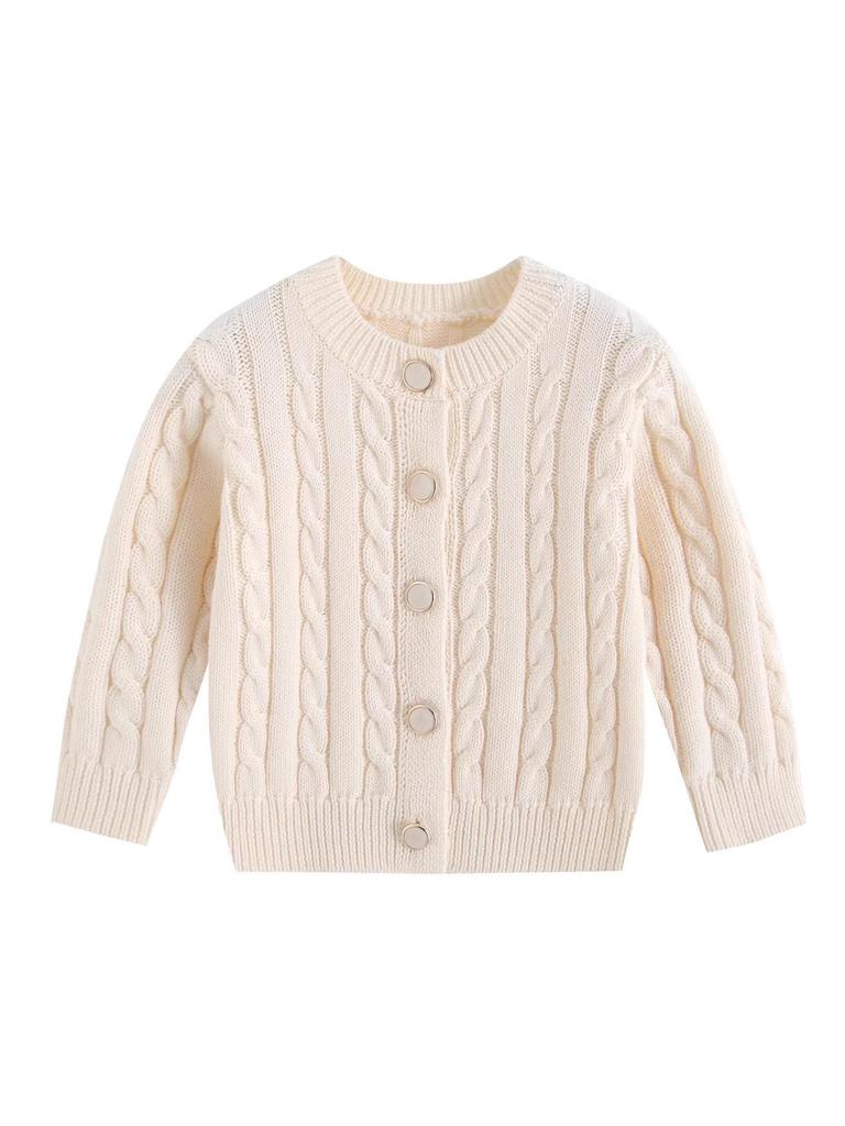 Unisex Baby Cotton Cable Knit Cardigan - Spring/Autumn Style