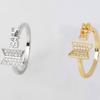 Bague ouverte Kpop BTS Réglable Couleur Or et Argent Logo Strass Bague de Doigt Mode Fan Produit Dérivé Bijoux Cadeau pour Femmes Filles ARMY